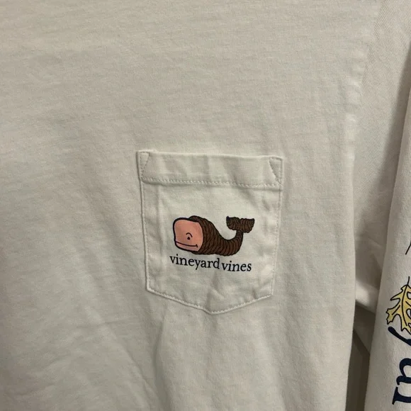 Vineyard Vines White holiday fall Graphic long sleeve Tee boys medium 12/14 - Picture 3 of 9
